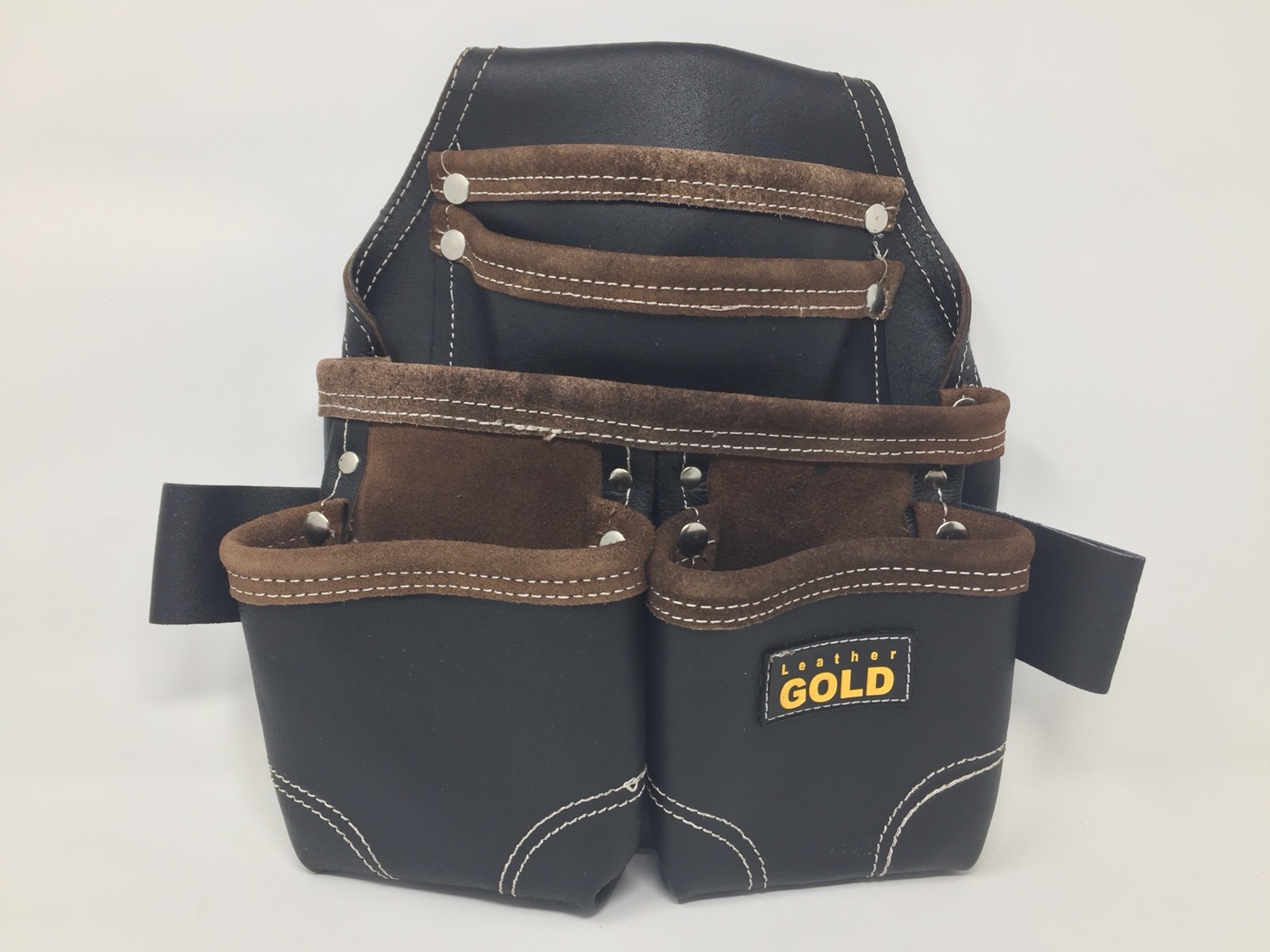 Pack Of 5 Leather Gold Oil Tanned Leather Nails & Tools Pouch, Extra Big Pockets