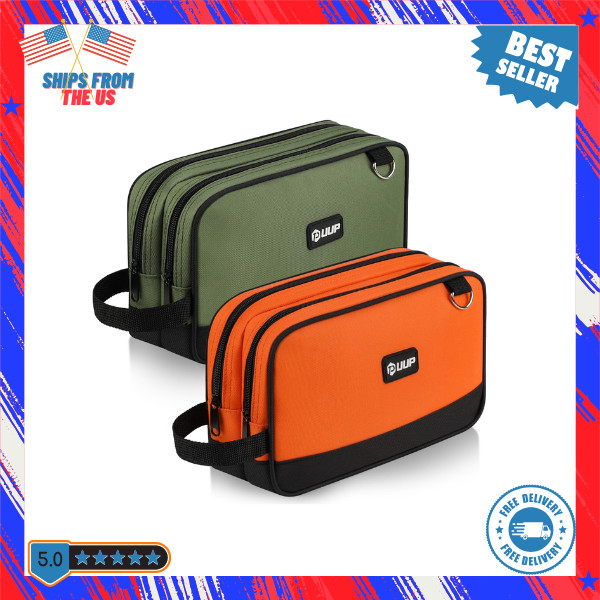 12In Small Tool Bag 2Pack, Zipper Pouch Two Compartments,Utility Bag with Handle