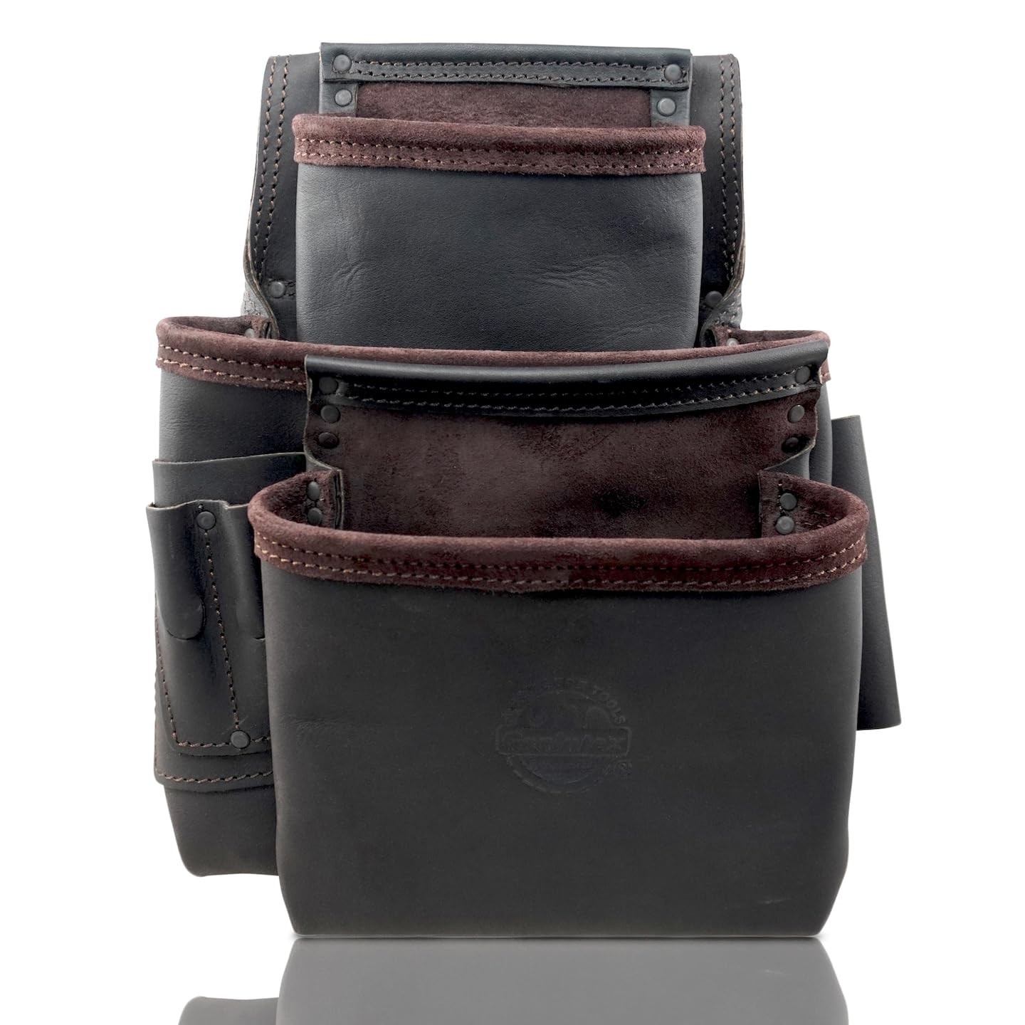 GRAINTEX OS2087 9 Pocket Nail & Tool Pouch Top Grain Oil Tanned 2.3/4, Black