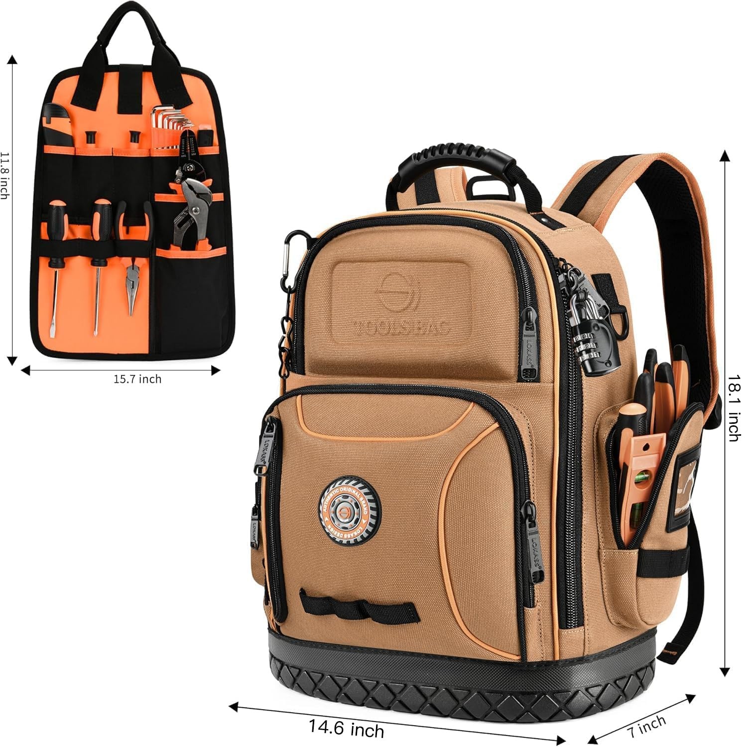Tool Bag Backpack, 75 Pockets & Loops Canvas Heavy Duty Tools Organizer Bags/…
