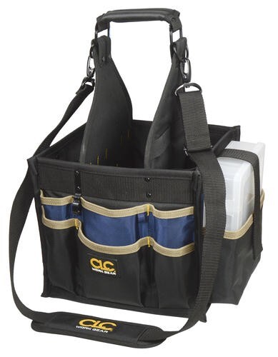 10″ 14 Pocket Electrician Tool Tote Bag Compartment Plastic Tray Storage Carrier