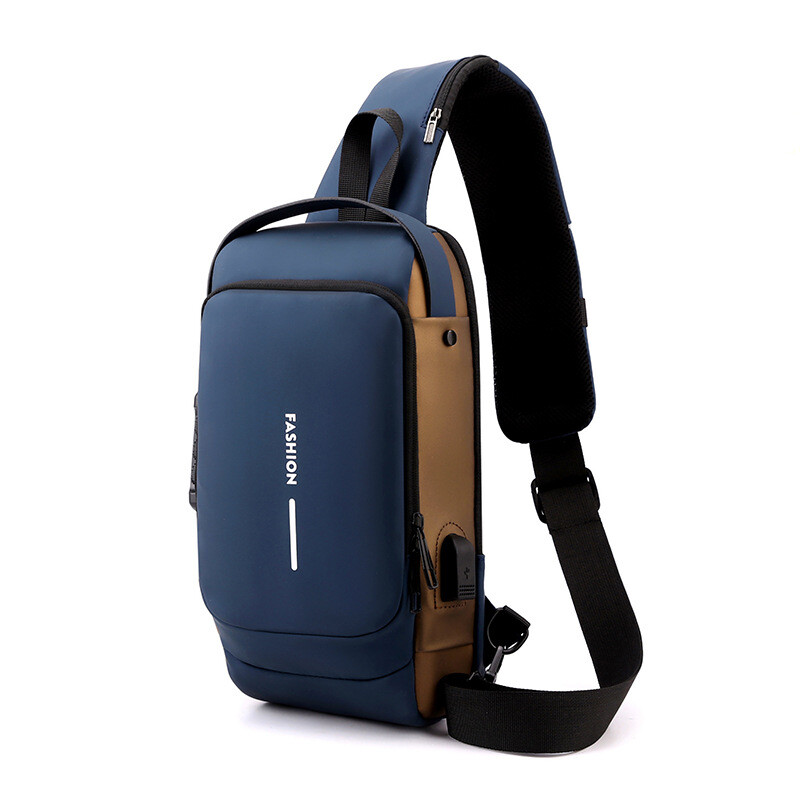Men’s crossbody combination lock Anti-theft outdoor sports usb port chest bag