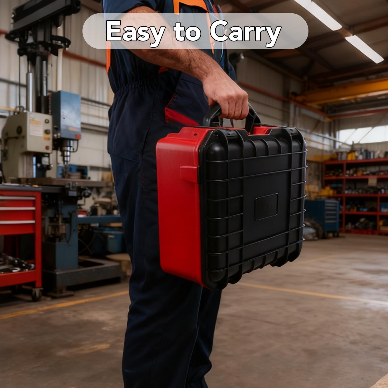 Air Compressor Case for Milwaukee Inflator,Waterproof 11 x 5 x 13 inches, RED