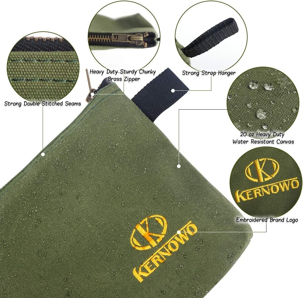 Premium Canvas Tool Pouch, Small Zipper Bag, (Army Green)