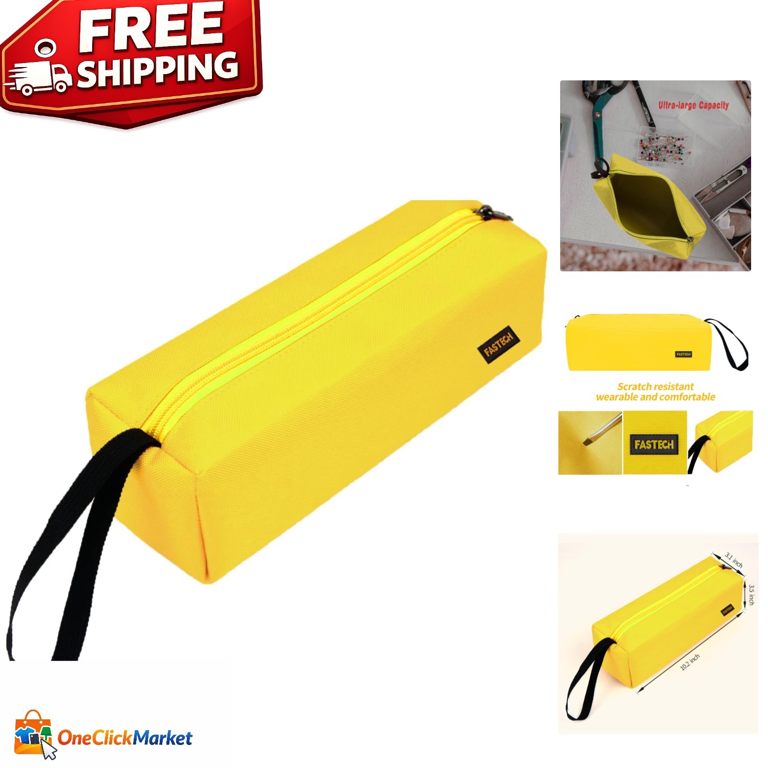 Durable Yellow Zipper Utility Tool Bag – Multi-Purpose Storage Pouch for Tools