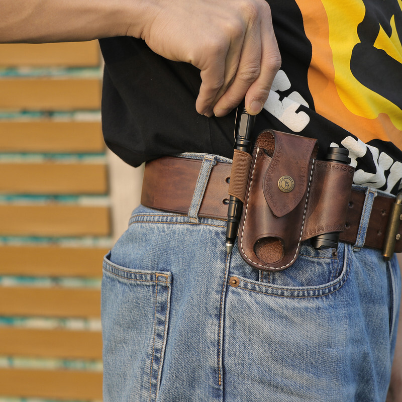 TOURBON 3-in-1 Leather Knife EDC Pliers Belt Pouch Camping Tool Clip Sheath US