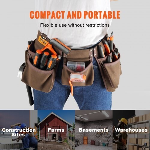 3Pk VEVOR Tool Belt 13 Pockets Adjusts from 29Inches-54Inches Faux Sede Leather