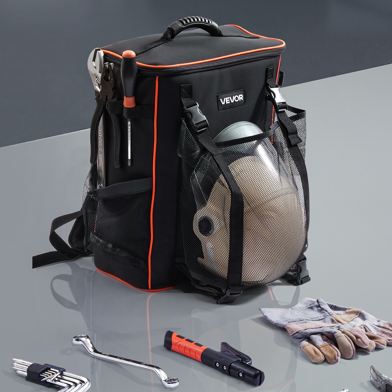 VEVOR 33L Welding Backpack 600D Polyester Welder Backpack for Tools and Helmet