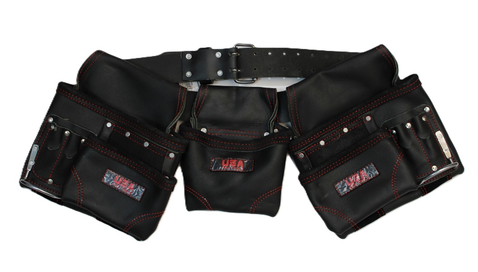 Seven Star Tools Genuine Leather Framer’s Tool Belt – Black w/ Red Stitching