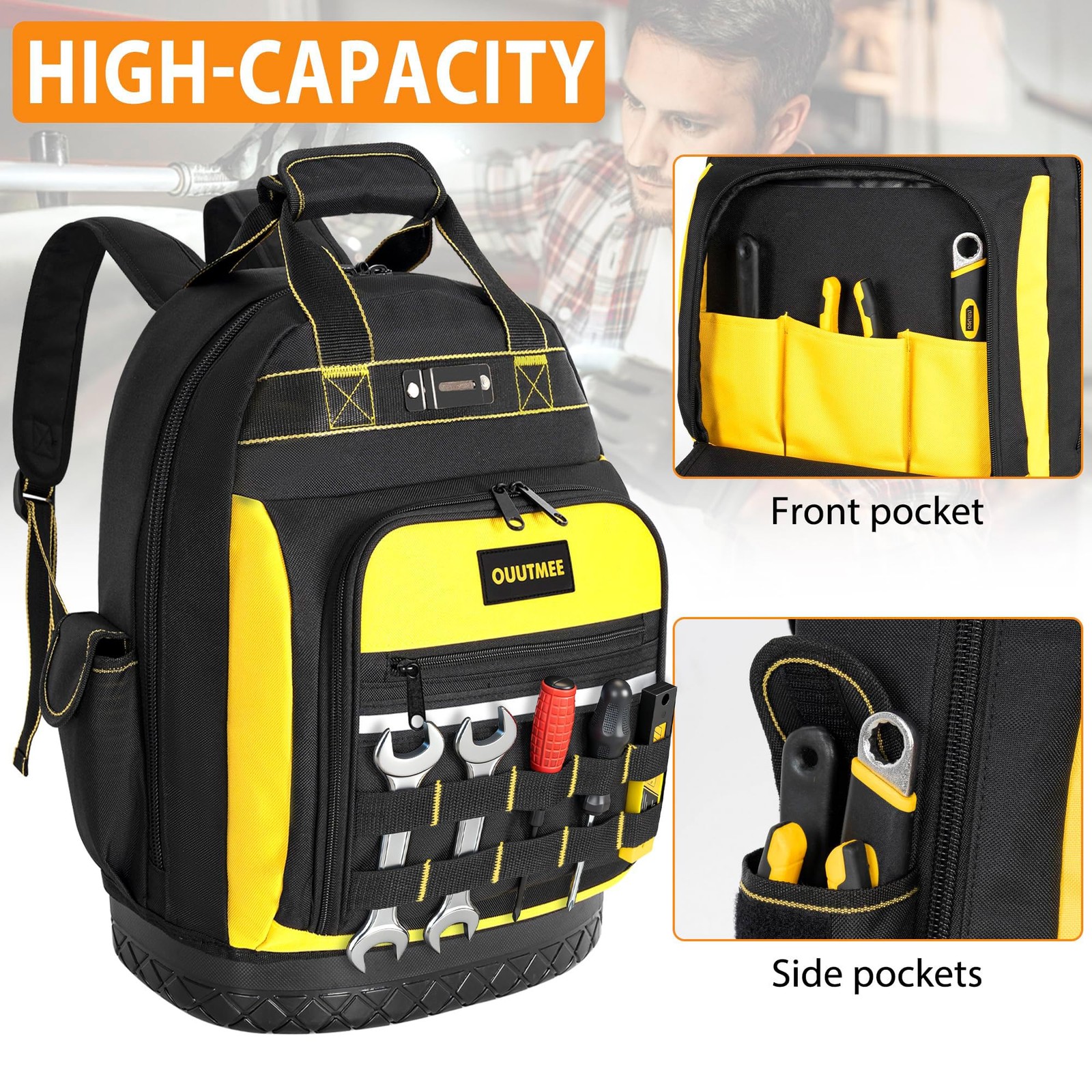 17″ Mochila Para Herramientas De Trabajo Electricista Con Bolsillos Heavy Duty