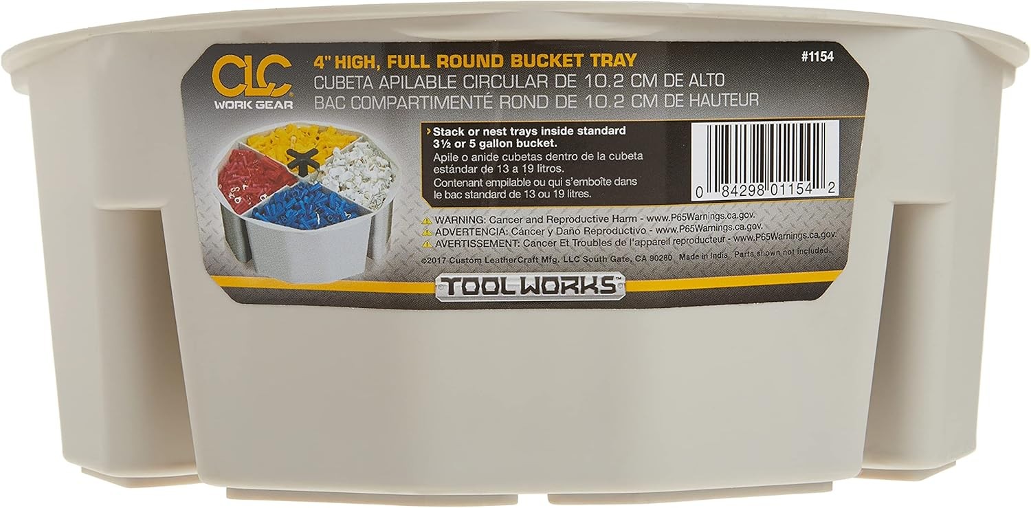 1154 4-Inch High, Full-Round Bucket Tray,Cream White