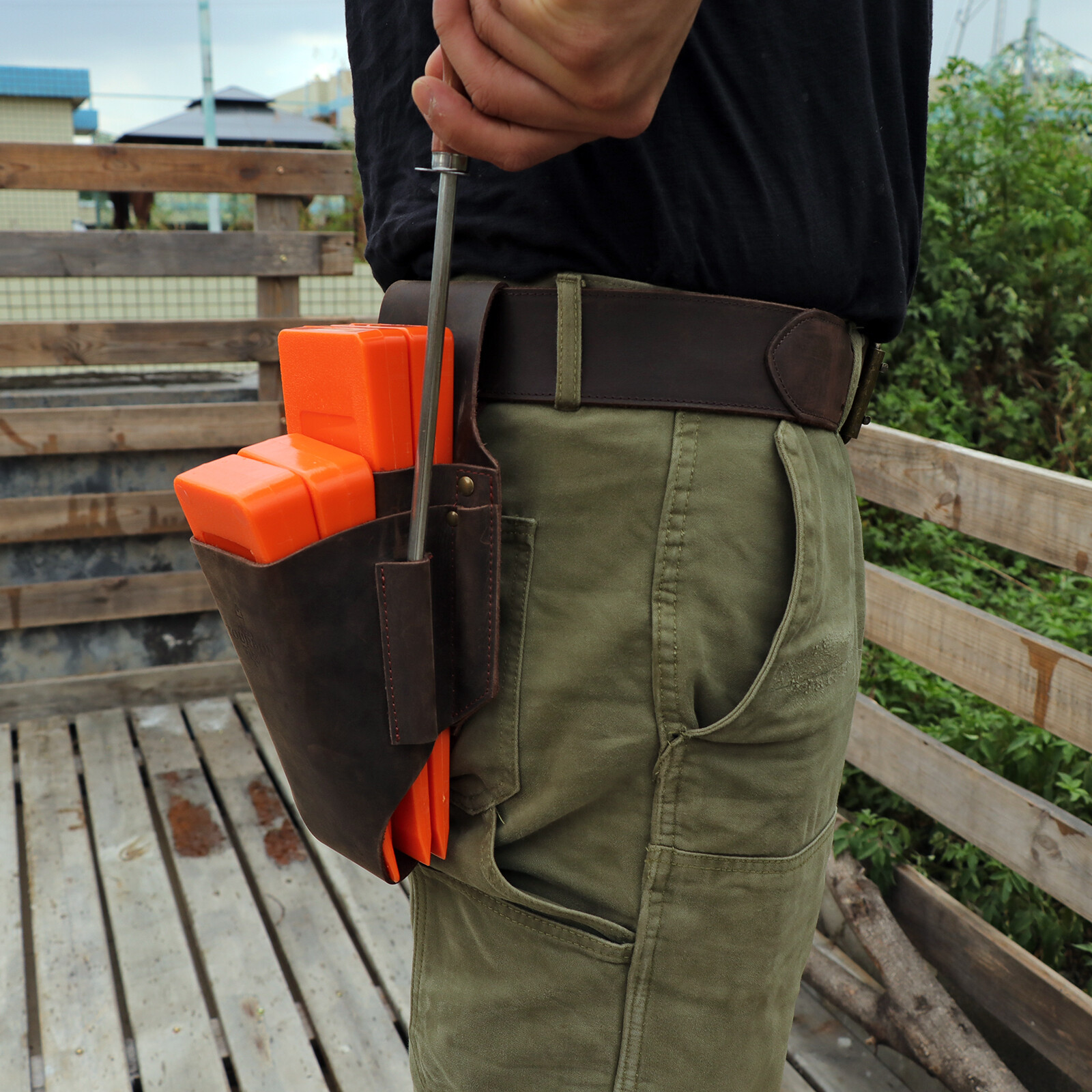 Leather Tool Holder Belt Storage Tree Logger Wedge Holster File Case Bag