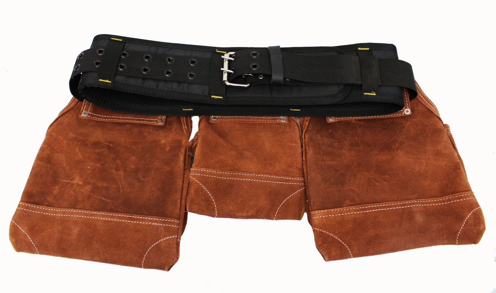 Suede Leather Tool Apron Carpenter Rig Movable Waist Pouch with Heavy Duty Belt.