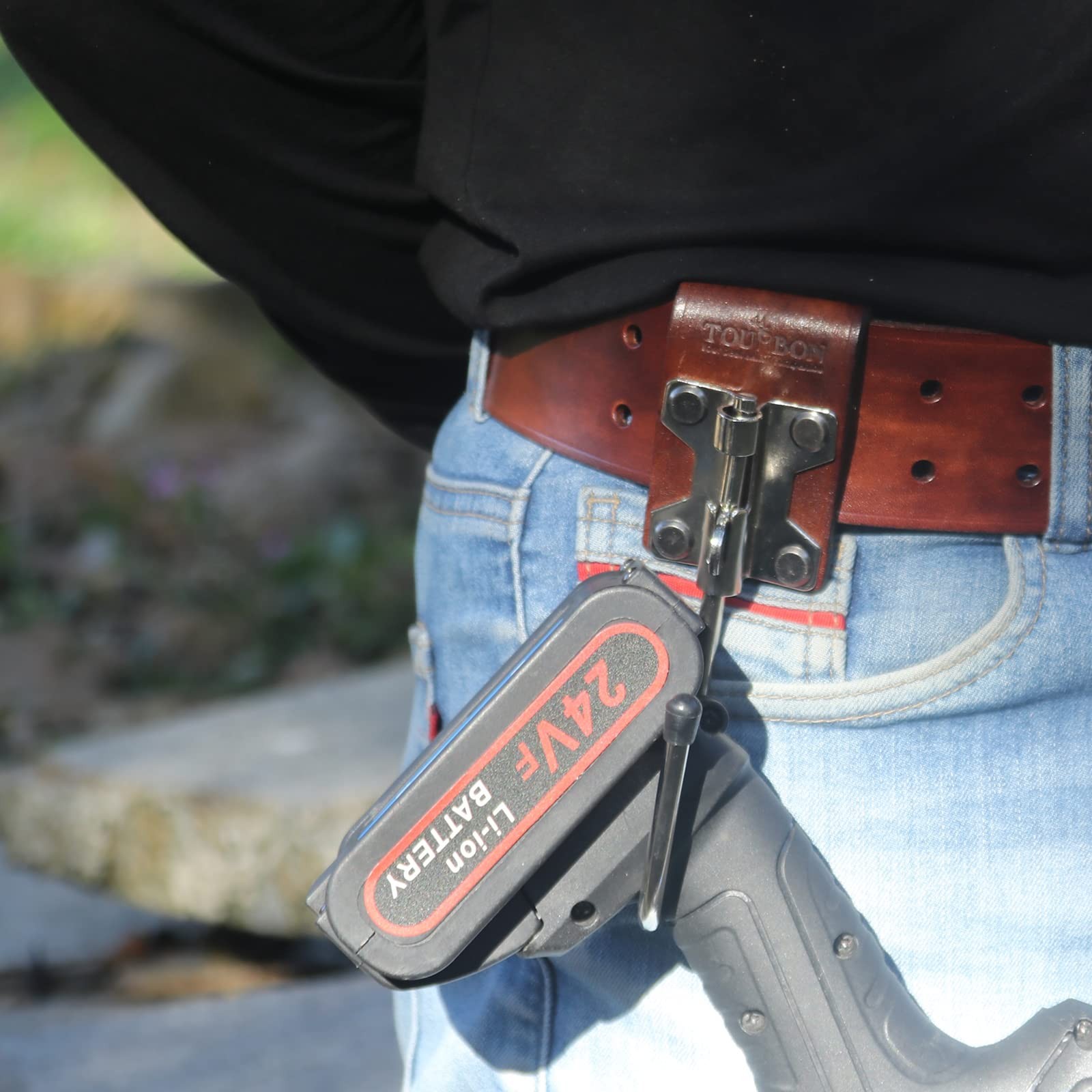 Leather Steel Float Drill J Hook Belt Electrician Tools Holster-Pack of 2