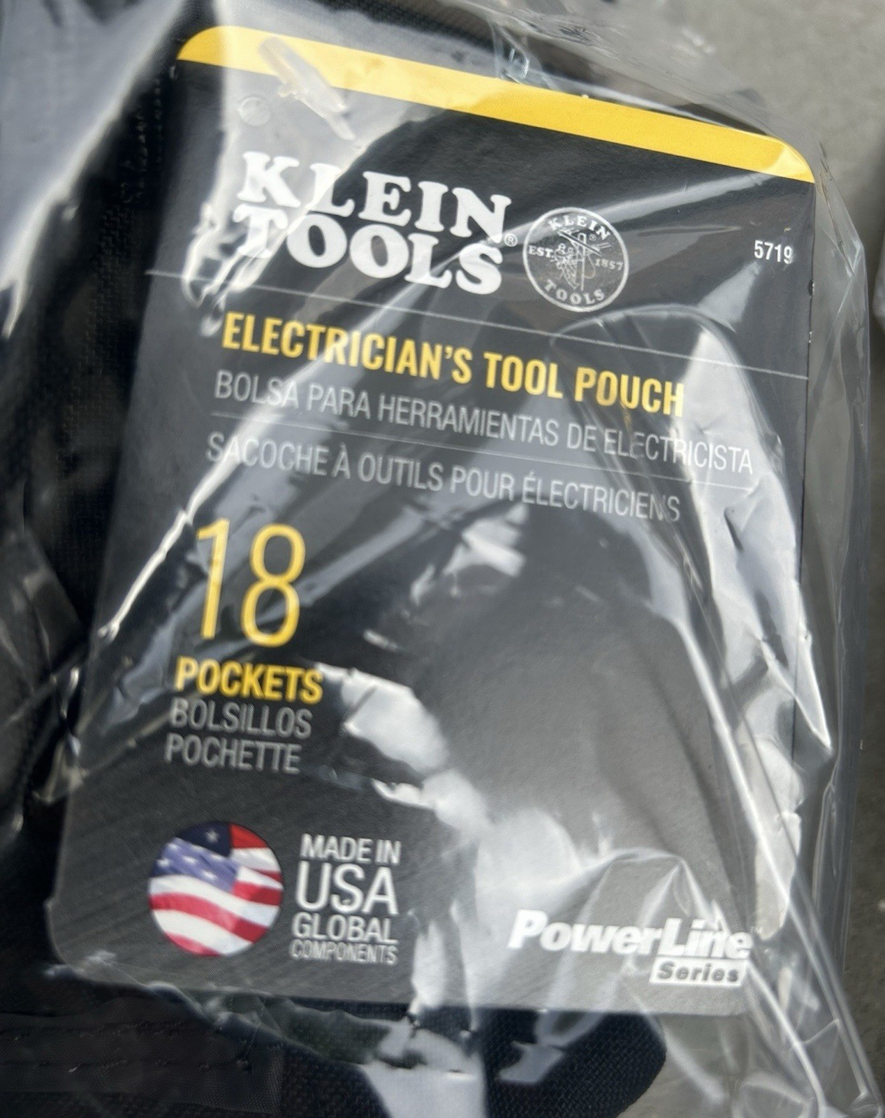 Klein Tools 5719 PowerLine 18-Pocket Black Nylon Electrician’s Tool Pouch & Belt