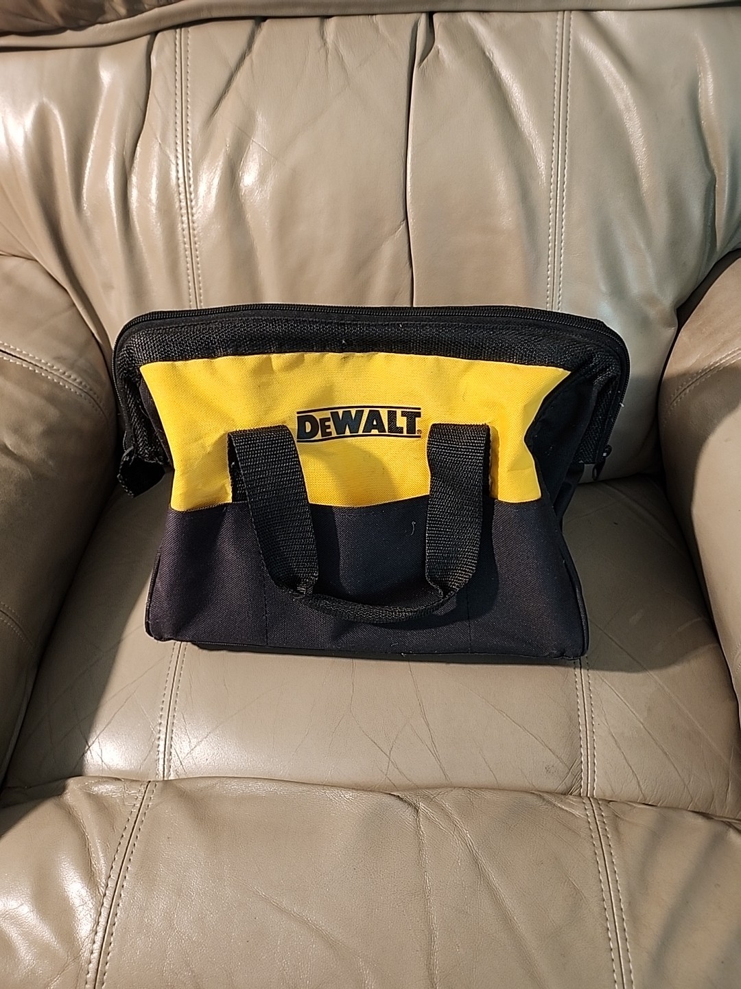 DeWalt Tool Tote Storage Organizer Bag – 15″x11″x9.5″ – Yellow + Black – Canvas