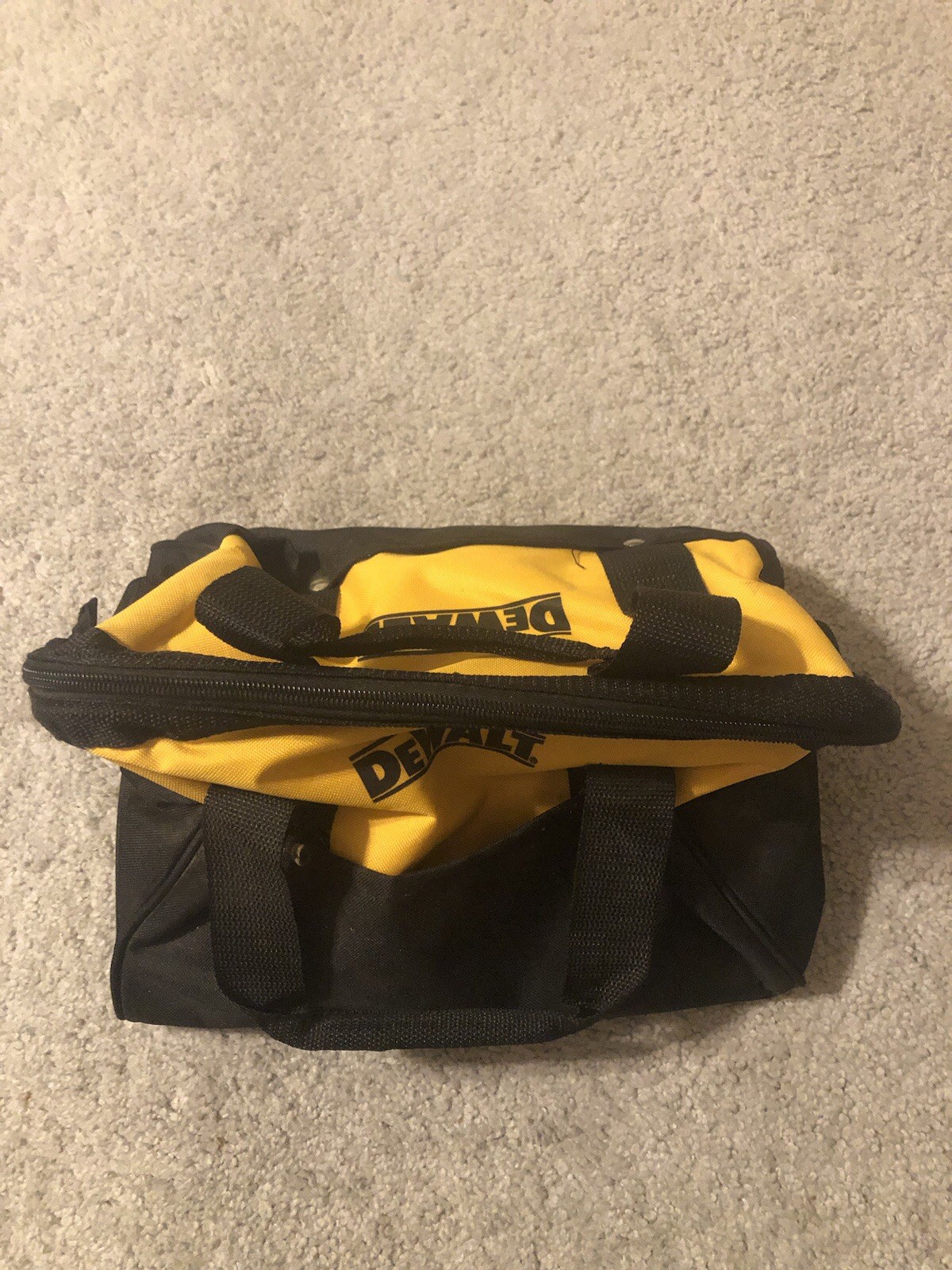 DeWALT Contractor Tool Bag Small Soft Case Zippered Tote Black Yellow Storage