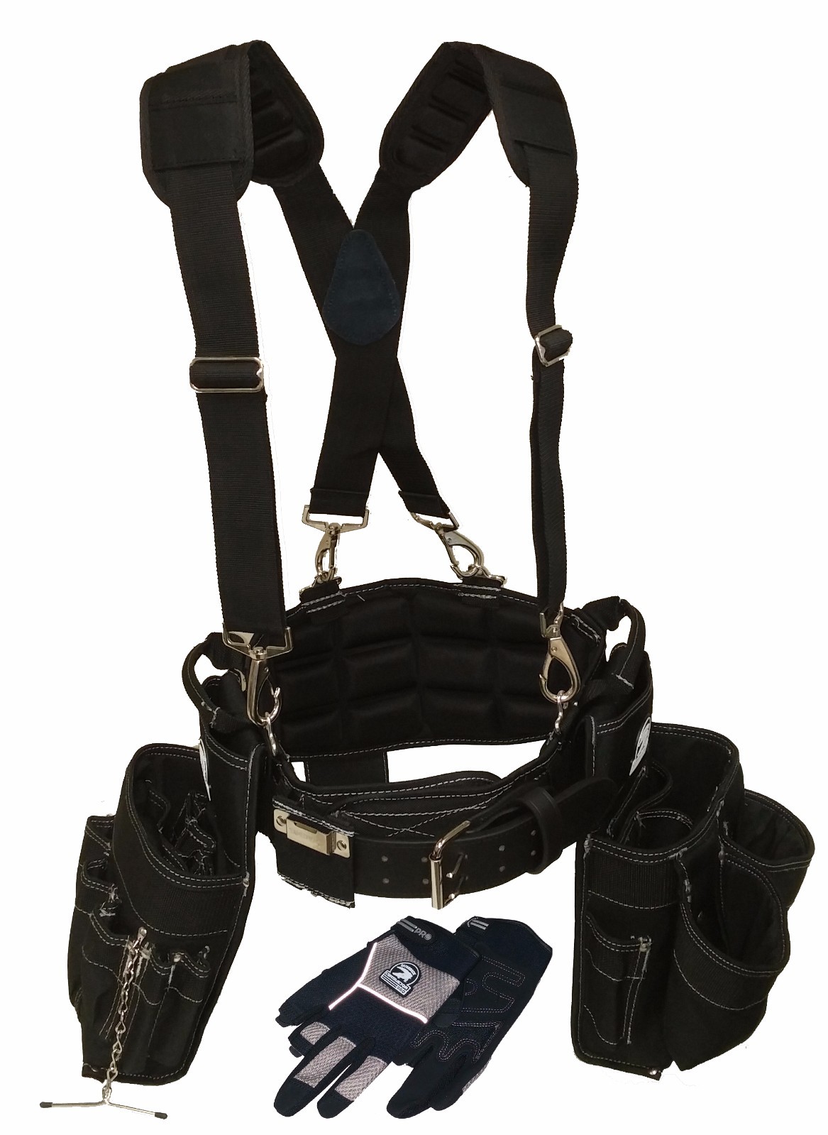 Gatorback Deluxe Electricians Package. Tool Belt+Suspenders+Gloves+Magnetic Clip