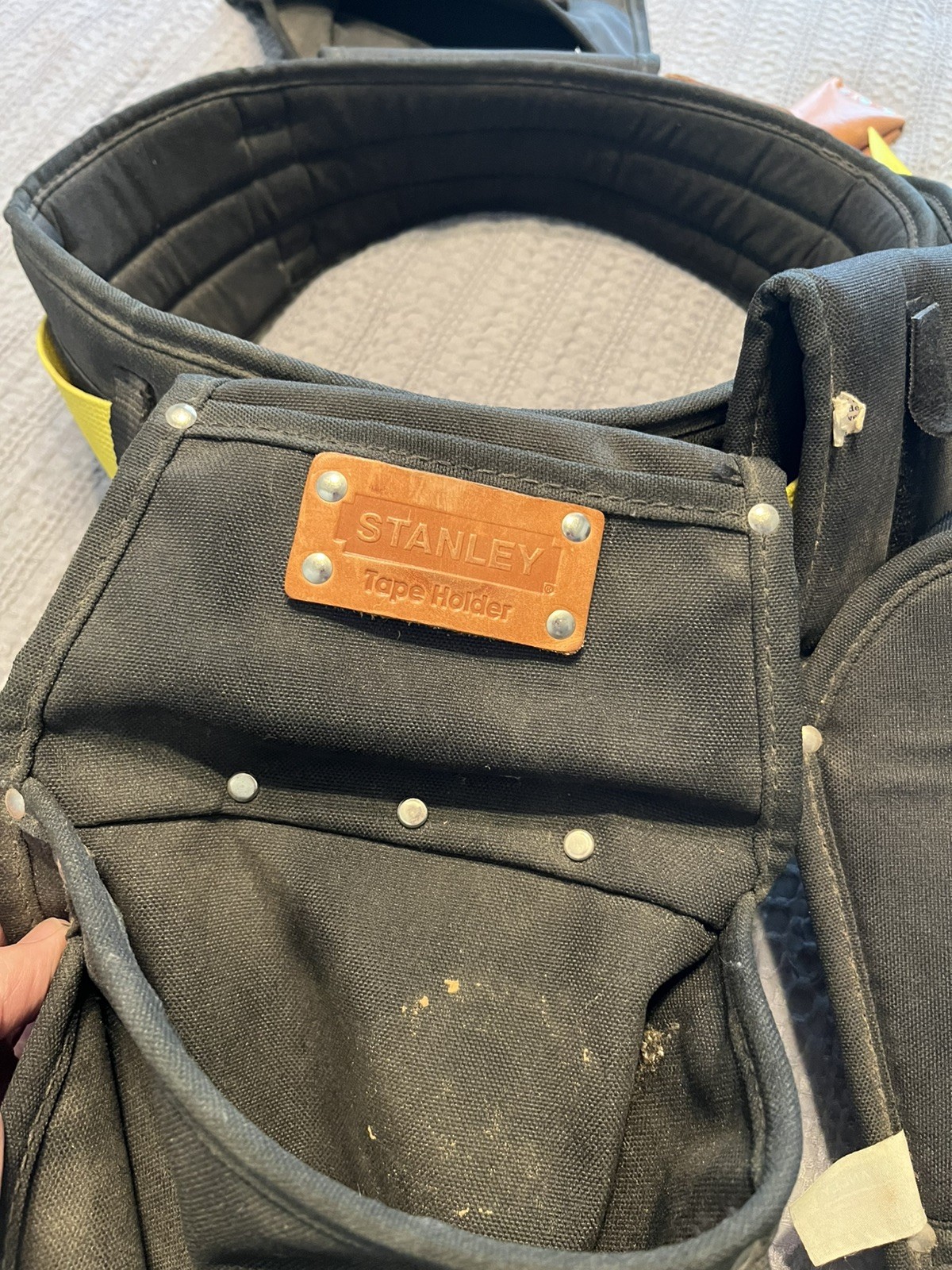 Padded tool belt with multiple Stanley Pouches, Drill Holster and Knife Sleeve
