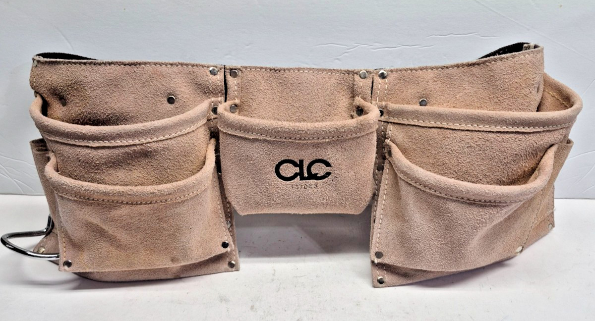 CLC Leather,Canvas Tool Belt With 2 Extra Pouches & Monster Hook Light Use USA