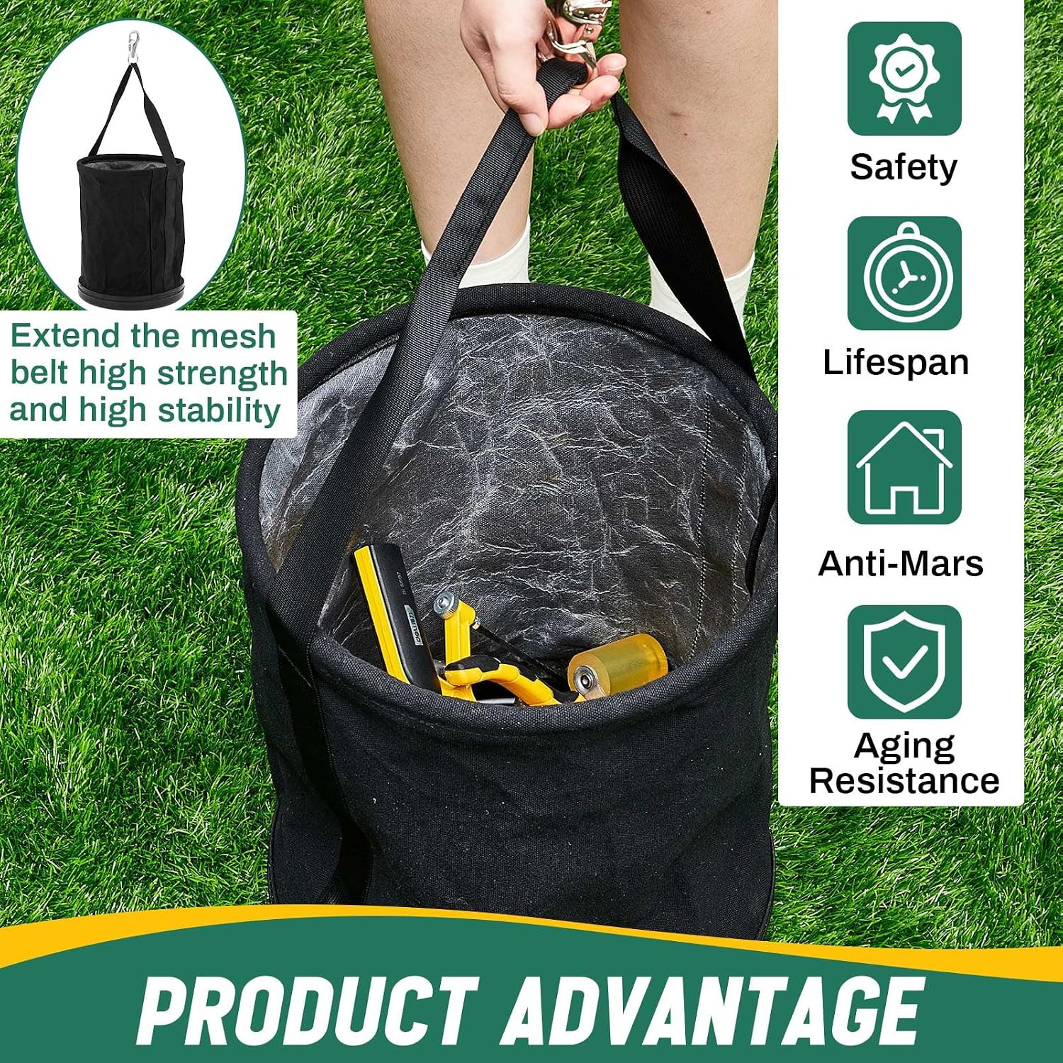 2 Pack Lineman Canvas Bucket Tool Bag, 15″ X 12, Black | Heavy Duty Electrician