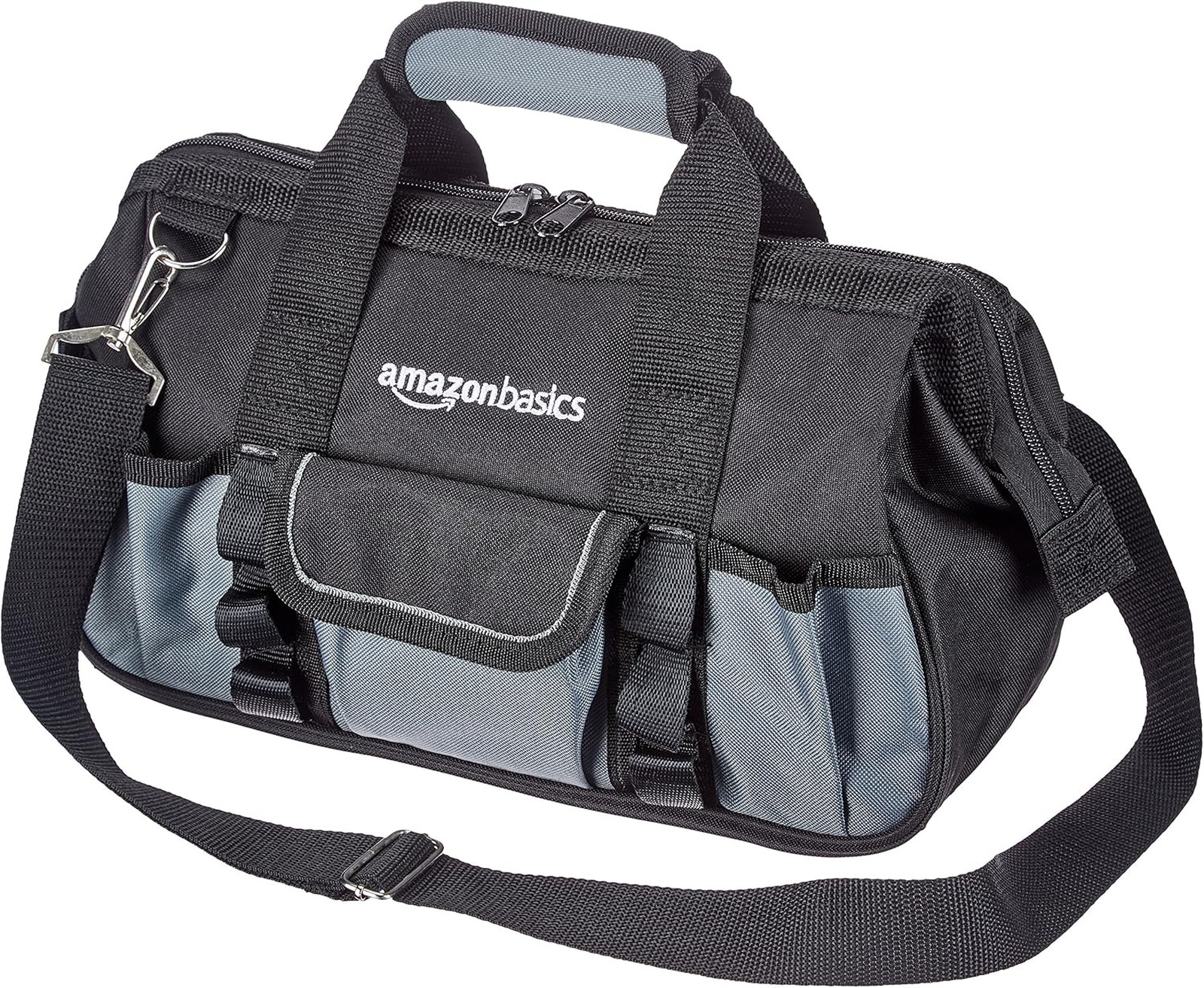 Tool Storage Bag 16 Pockets 12 Inch Black Gray Portable Work Organizer With