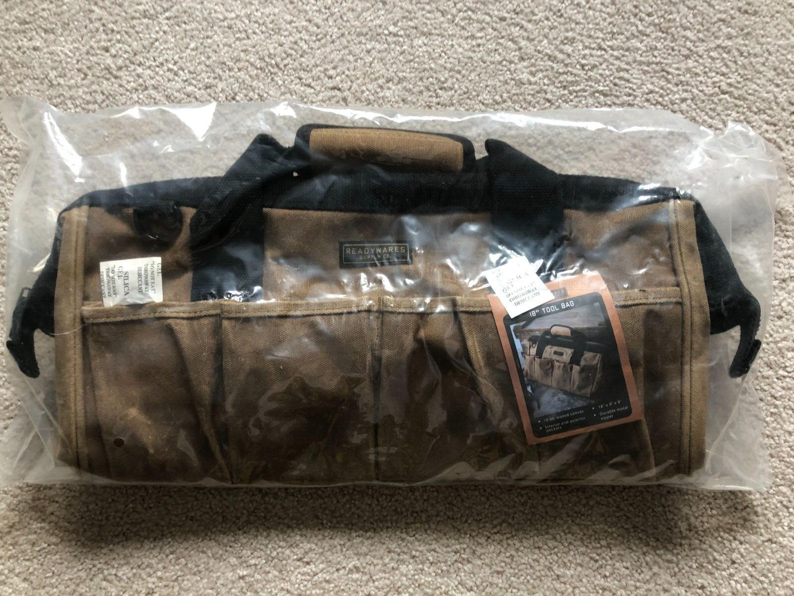 Readywares Tool Bag, 16 oz. Waxed Canvas, 18″ x 9″ x 9″.