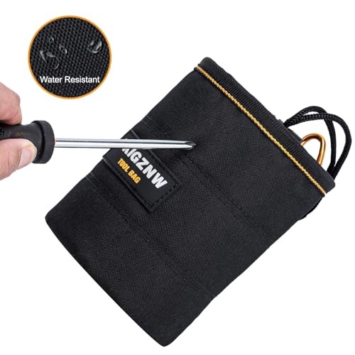 Black Cylindrical Storage Tool Pouch Bag with Carabiner Hook – Heavy Duty