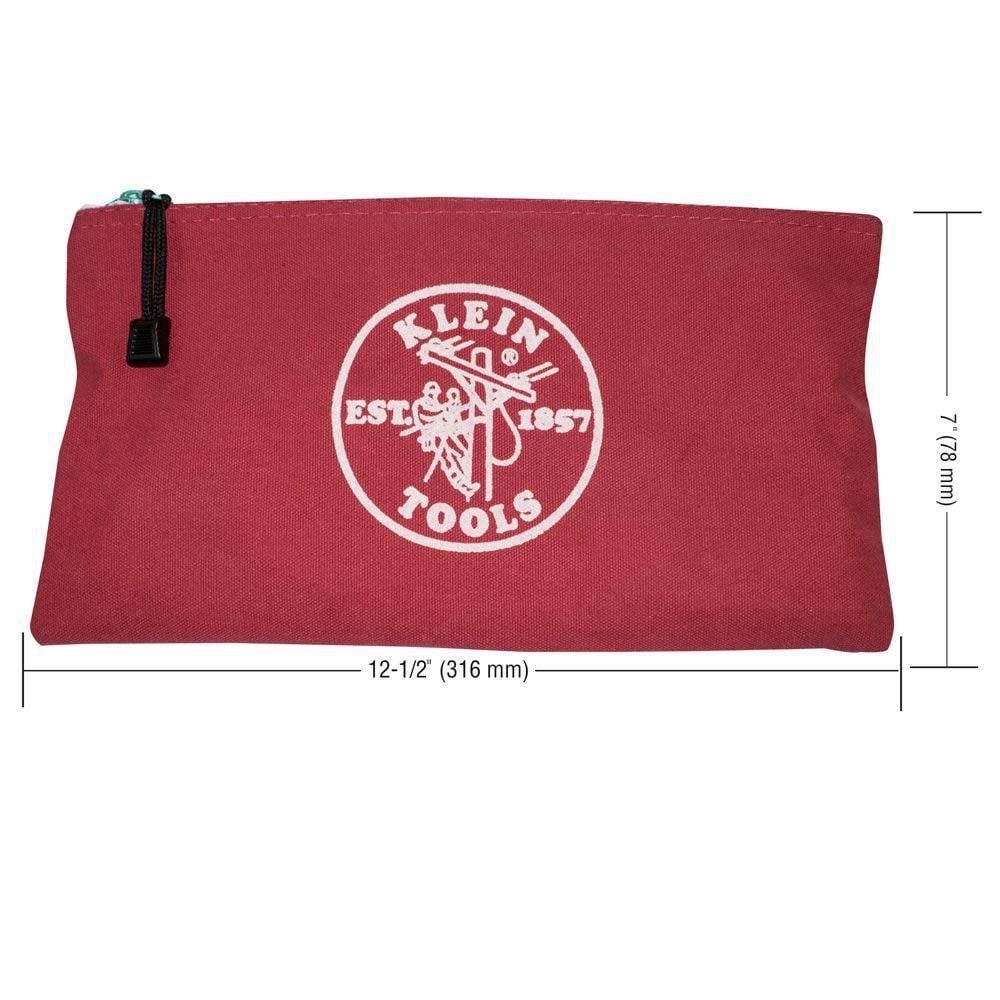 Klein Tools 5141 Canvas HEAVY-DUTY Zipper Bags 4-Pack, Red, Gray, Black, Brown