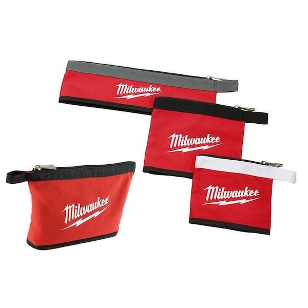 Milwaukee 14 in, 12 in, 8 in and 6 in Multi-Size Zipper Tool Bags in Red (4-Pk)