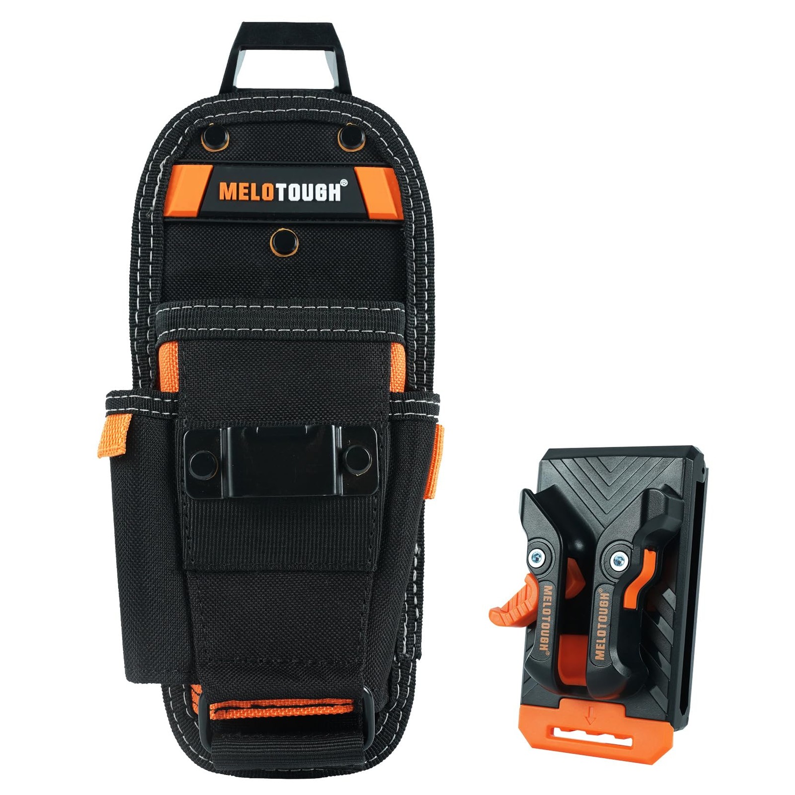 MELOTOUGH Small Tool Pouch With Tapemeasure Clip, Orange