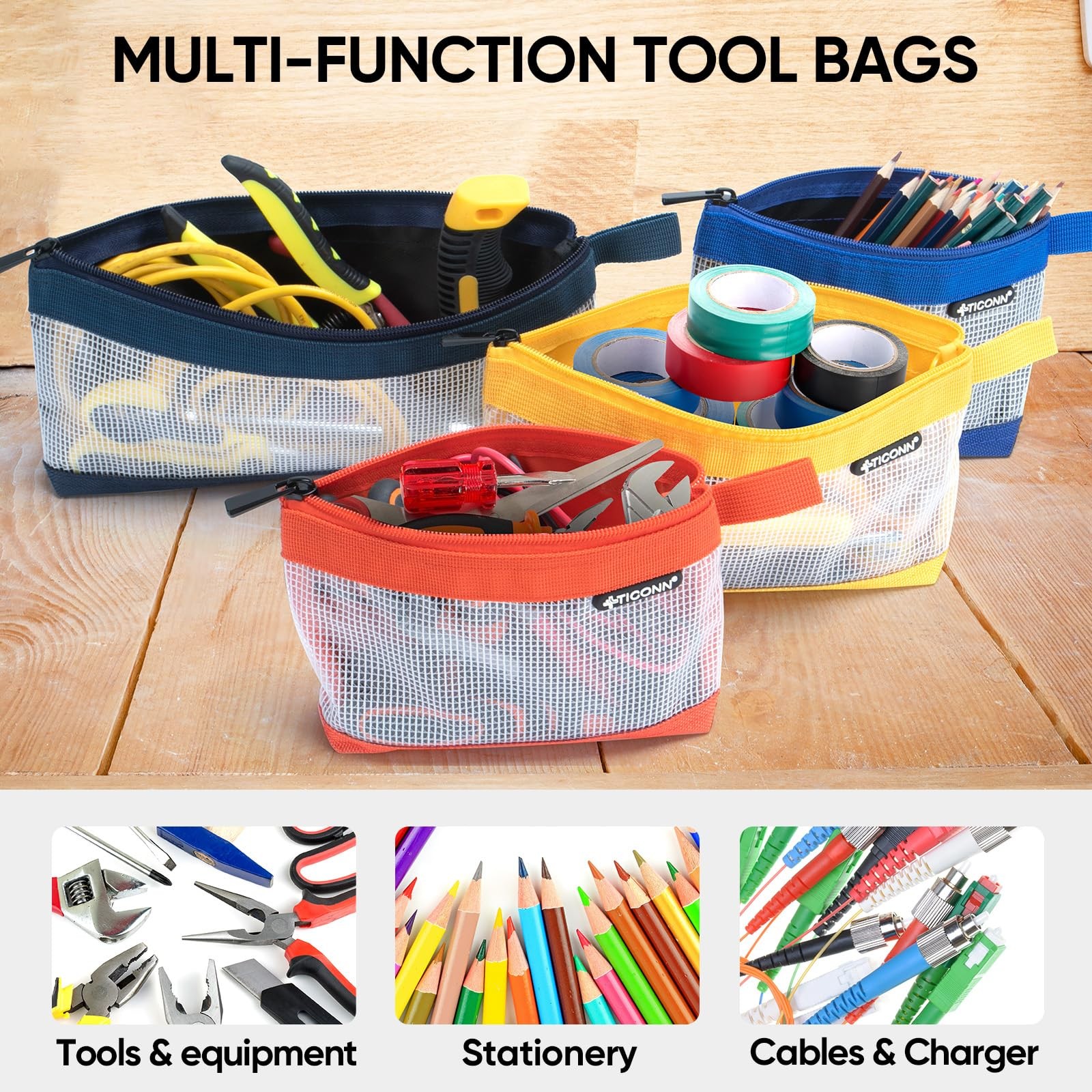 Tool Pouch, 1680D Oxford Small Tool Bag, Tool Pouches with Zipper, Clear Util…