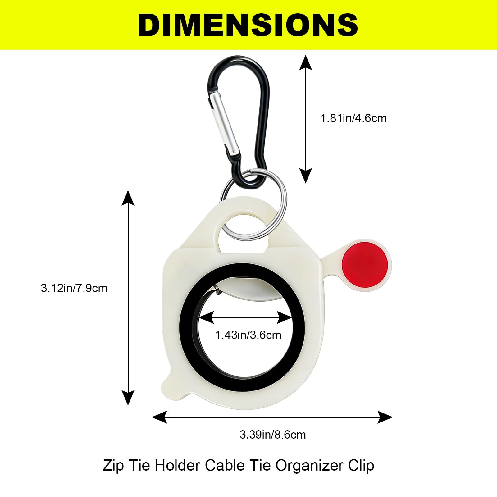 Zip Tie Holder Cable Organizer Clip with Carabiner—Ideal for Tool White