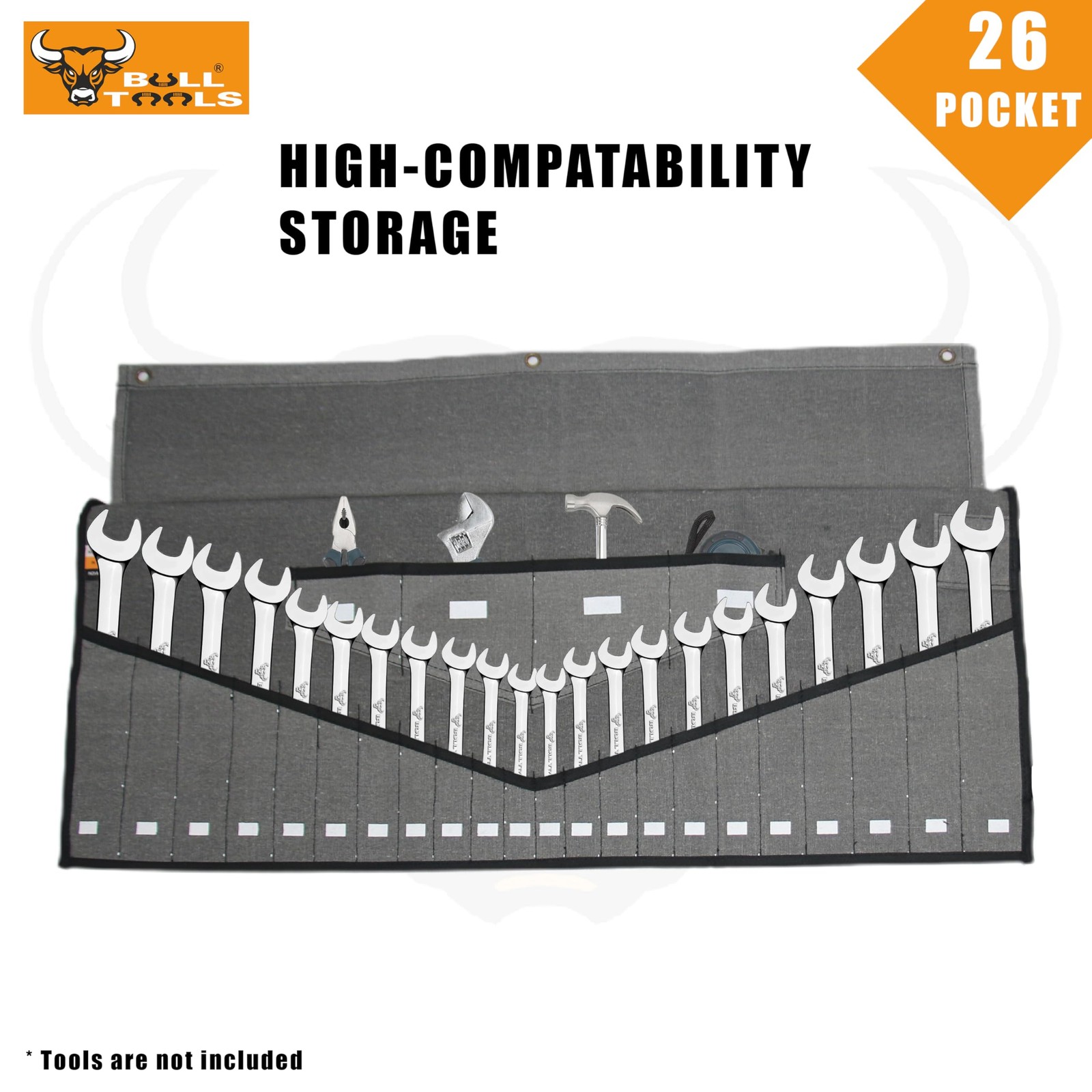 Wrench Roll, 26 Pocket Tool Pouch, Tool Bag Wrench Organizer Metric & SAE Com…