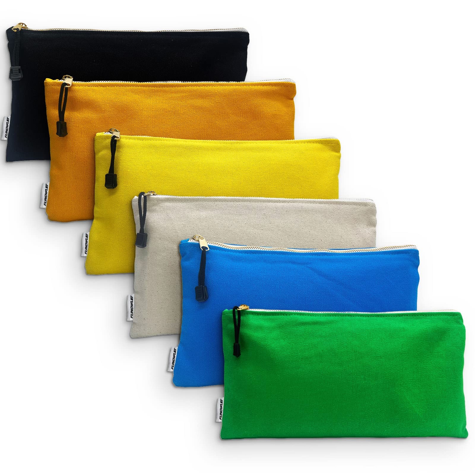 Canvas Tool Bag Zipper Pouch, 6 Pack 12.5 x 7Inch