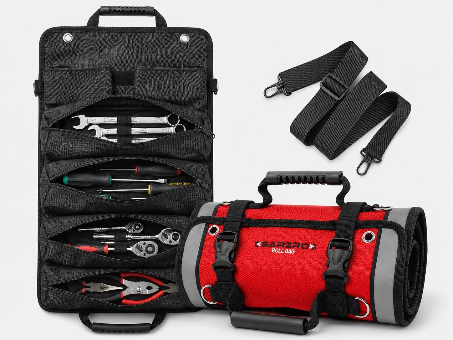 Roll Up Tool Bag Organizer, Folding tool bag, 1680D Polyester Tool Pouch with…