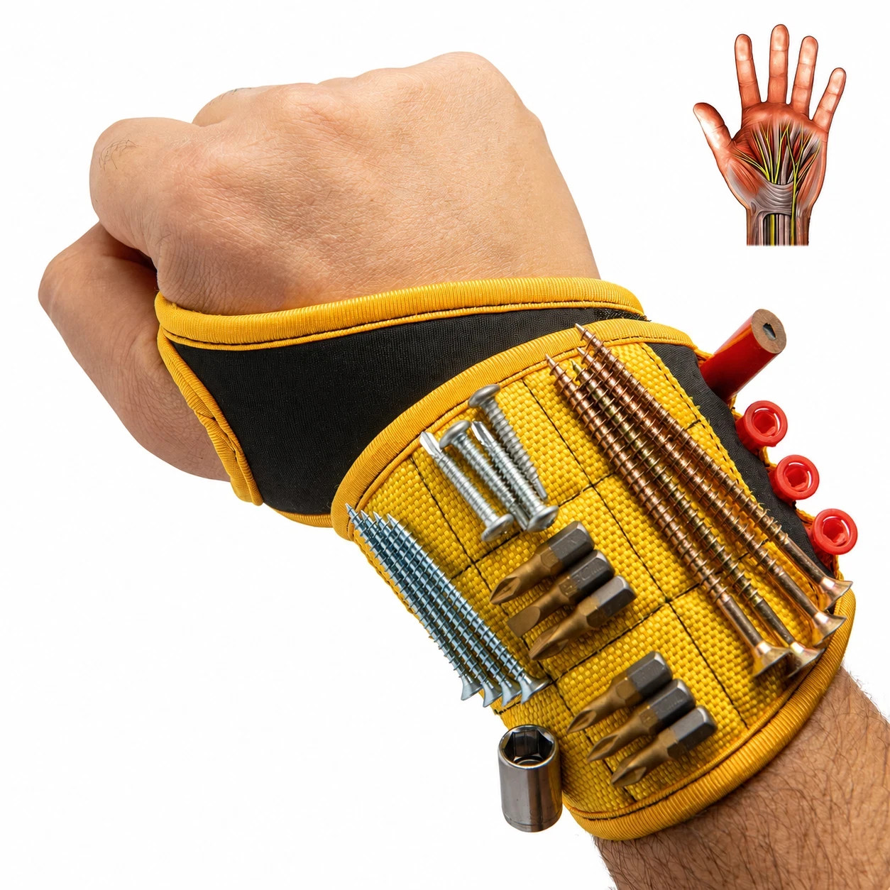 Magnetic Wristband Strong Magnets For Holding Wrench Screw Nail Bit DIY Handyman