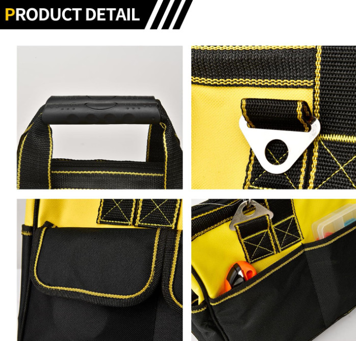 Bolsa Herramientas 16” Resistente 16 Bolsillos Correa Ajustable Base Impermeable