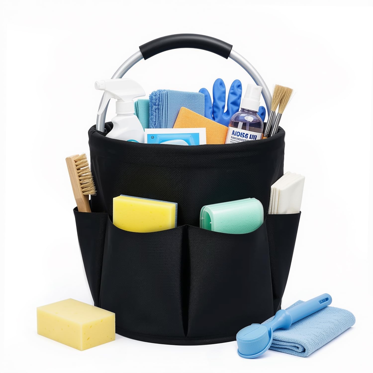 Cleaning Caddy with Handle 17L Foldable Storage Basket, Heavy Duty 600D Oxford