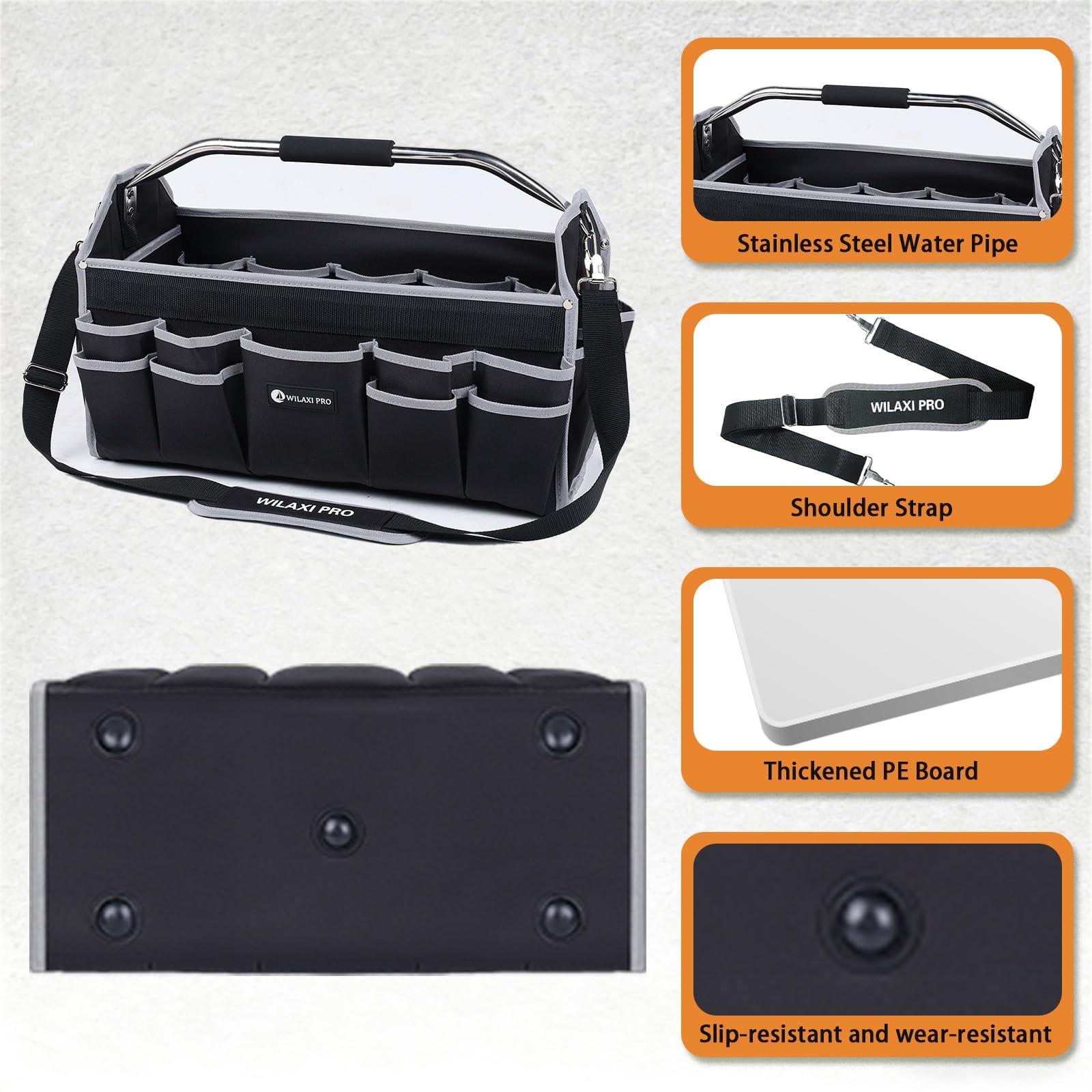 22in Tool Bags For Men Heavy Duty, 33 PCS Pockets Tool Bag Organizer Foldable…