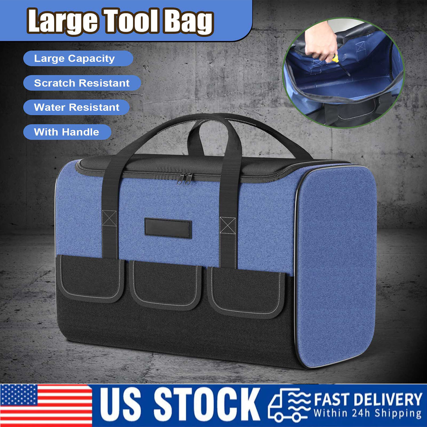 Tool Bag Heavy Duty Multifunctional Oxford Cloth Wear-resistant Multi-Pocket