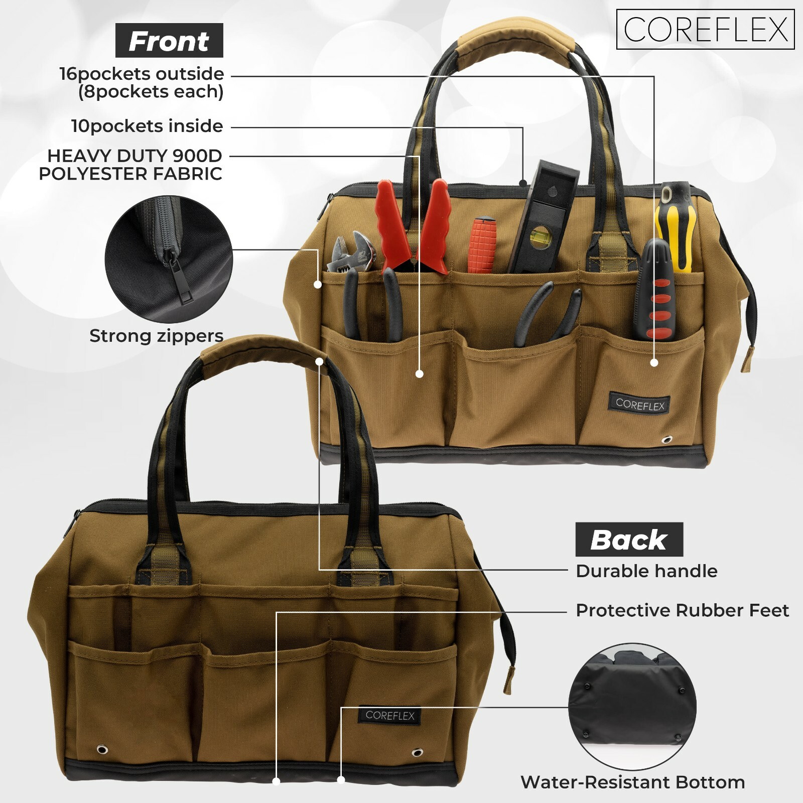 Coreflex 14inch Tool Bag Wide Mouth (Black or Brown)