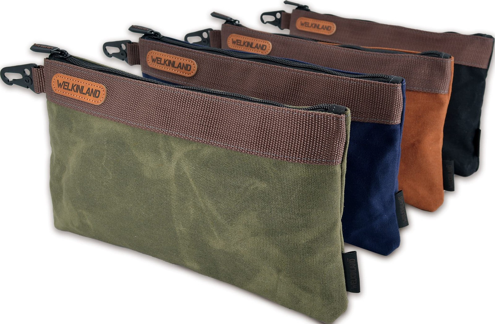 WELKINLAND Heavy-Duty Canvas Tool Pouch – 4PCS, 12″ Waxed Canvas Zipper Tool …