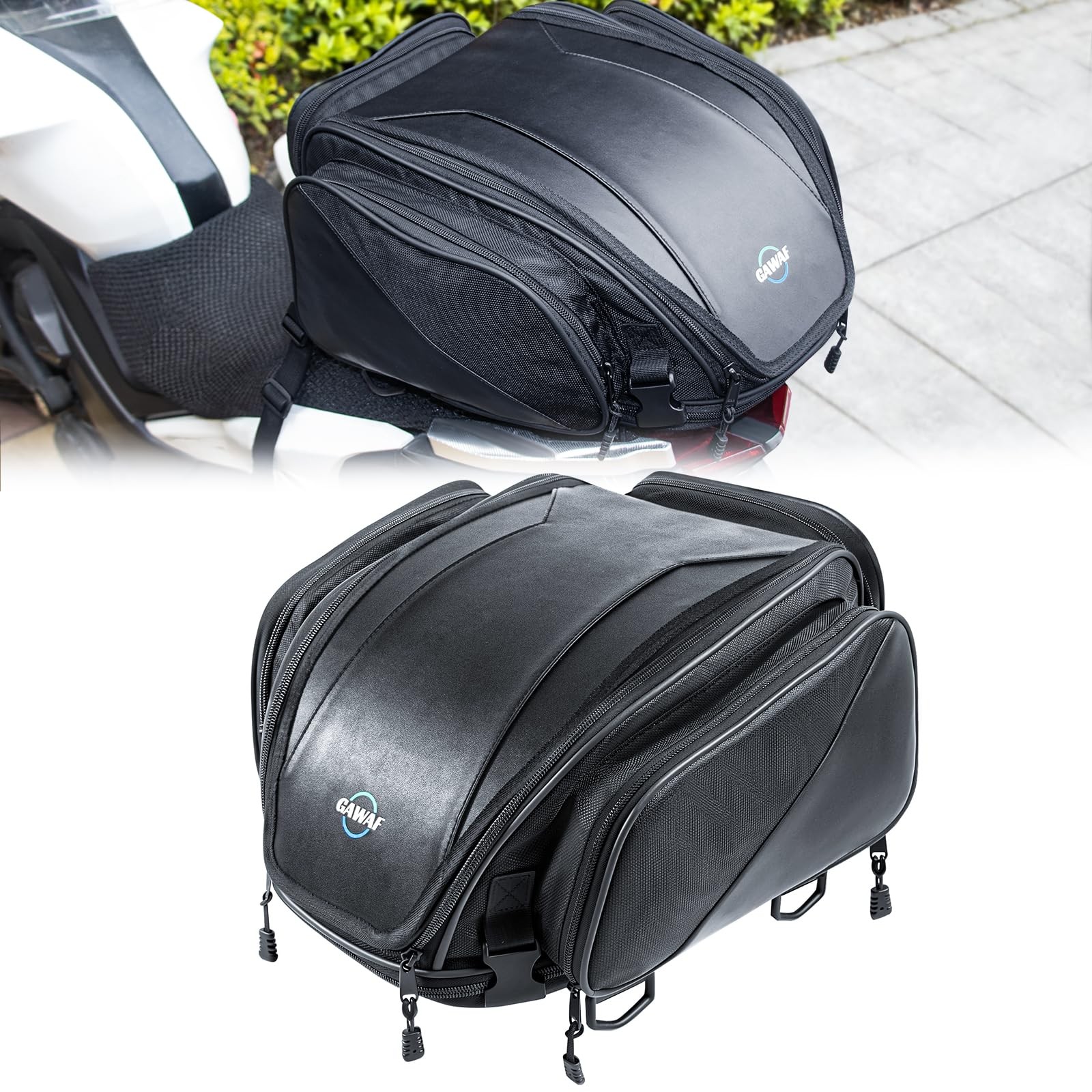Expandable 18L22L Motorcycle Tail Bag, Waterproof Sissy Bar Backpack