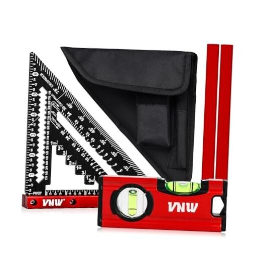 VNW 7inch Rafter Square with Carpenter Pencil, 1/8″ 7-inch Black with Bag