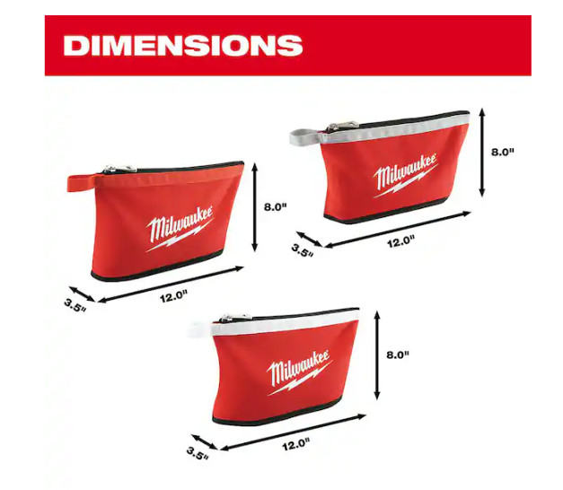 12 in. Zipper Tool Bag in Multi-Color (3-Pack)
