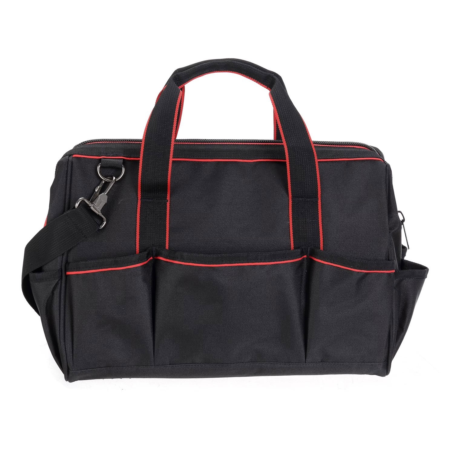 Hyper Tough 15 Inch Large Mouth Tool Bag Multi Pocket Construction Storage Tote