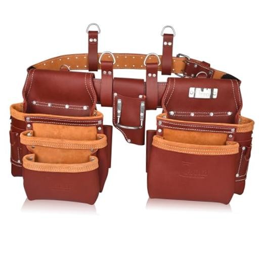 Grain Leather Tool Belt | Tool Rig Set | Tool Pouch | Drywall Tool Maroon 2000
