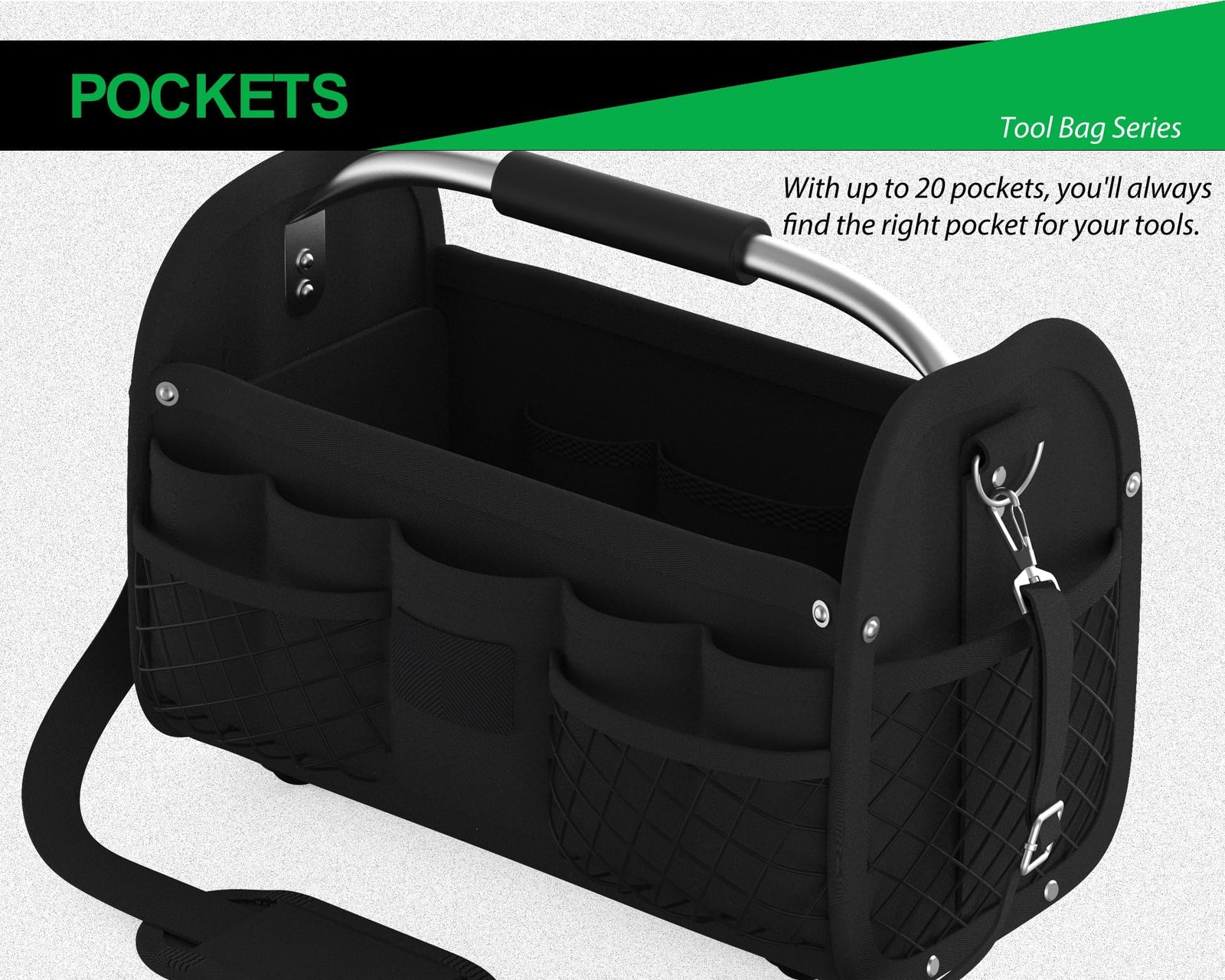 16 Inch Open Top Tool Bag, Waterproof Heavy Duty Tool Tote, Portable Storage …