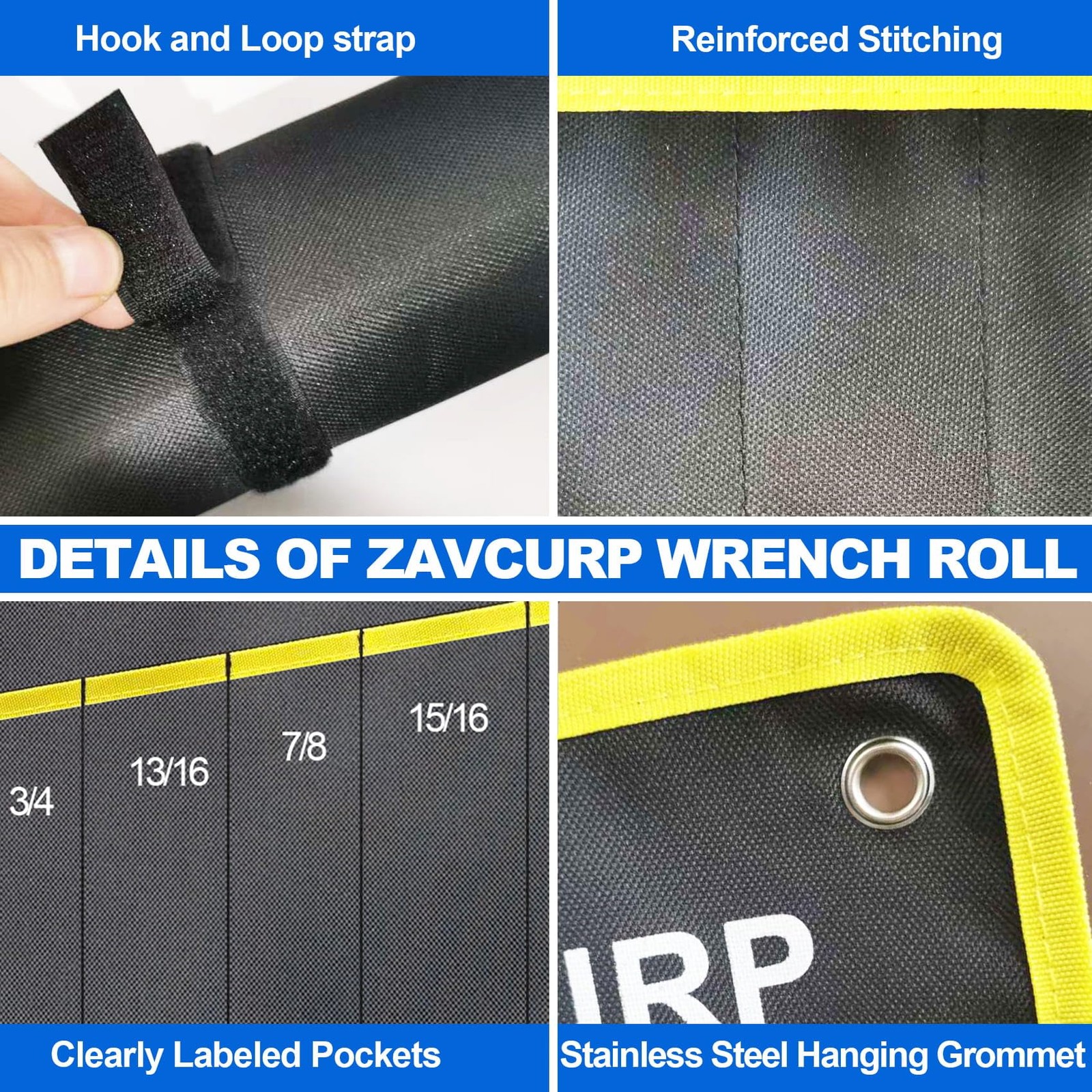 SAE 13 SAE Wrench Roll Up Pouch – Tool Roll – 13 Pockets 1/4-1 IN